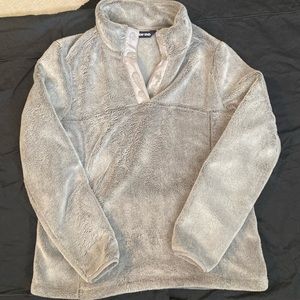 Lands End Fleece/Sherpa Pullover Button Up EUC